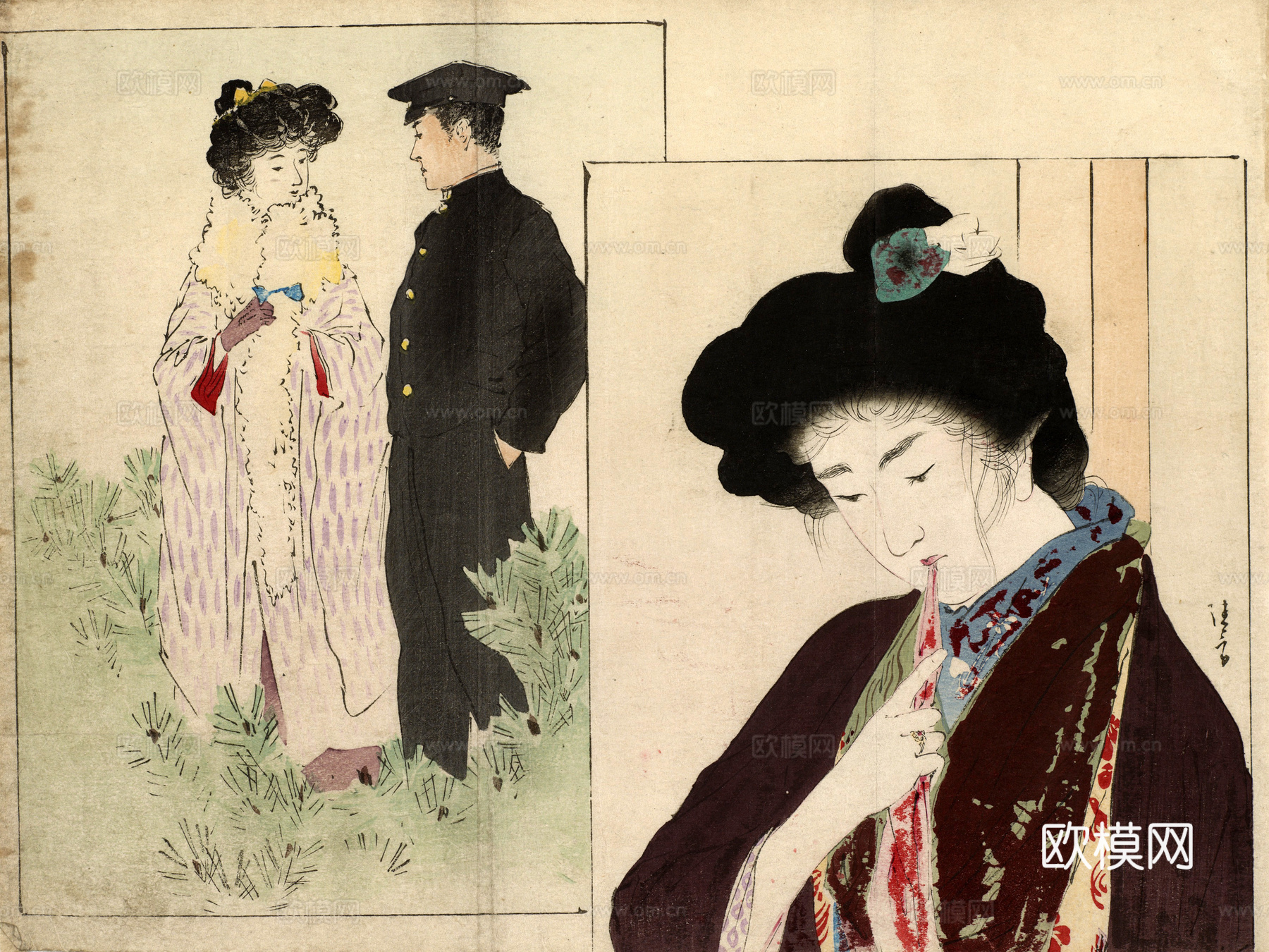 日本浮世绘人物画，日本清新人物画16下载