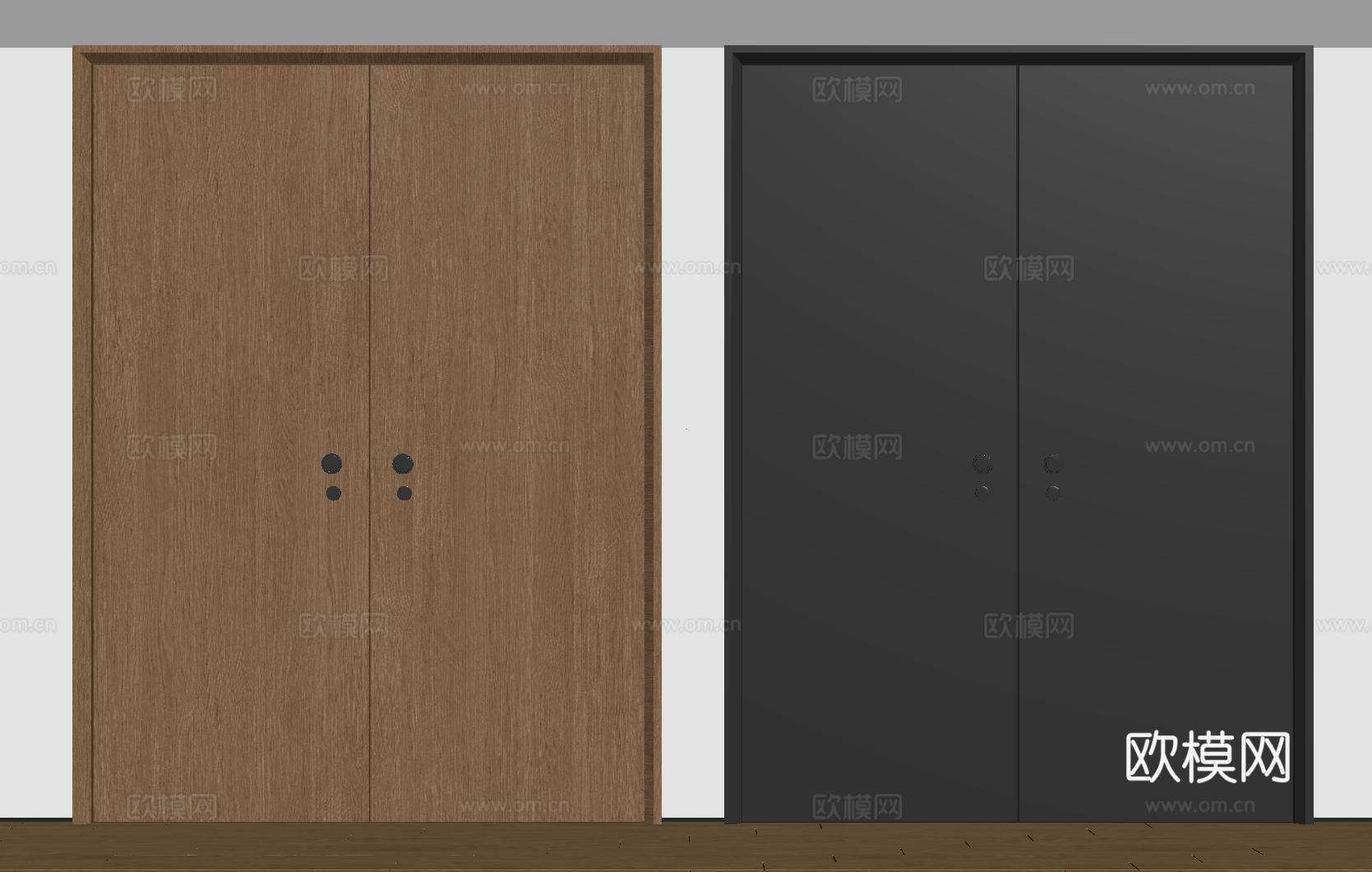 现代极简冰箱 双开门冰箱 简约冰箱柜 中古冰箱 意式冰箱 厨su模型