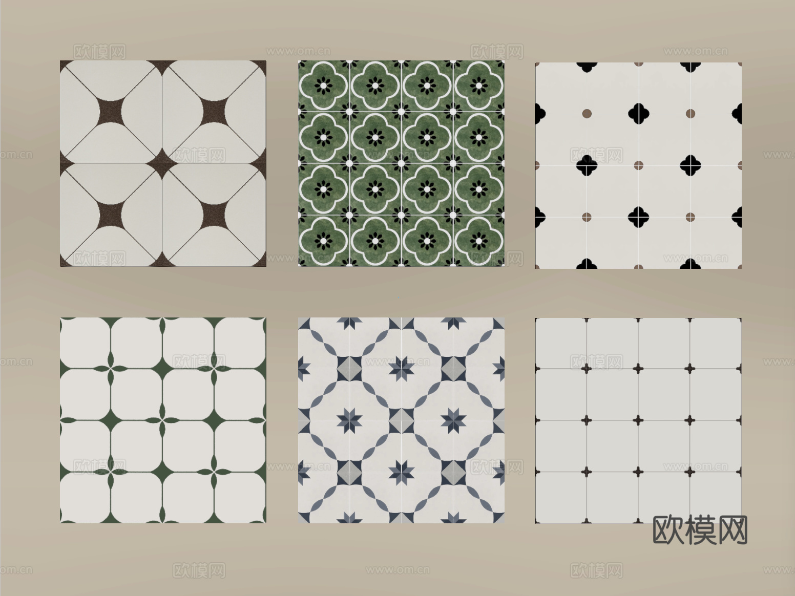 法式复古风地砖 瓷砖 花纹砖su模型