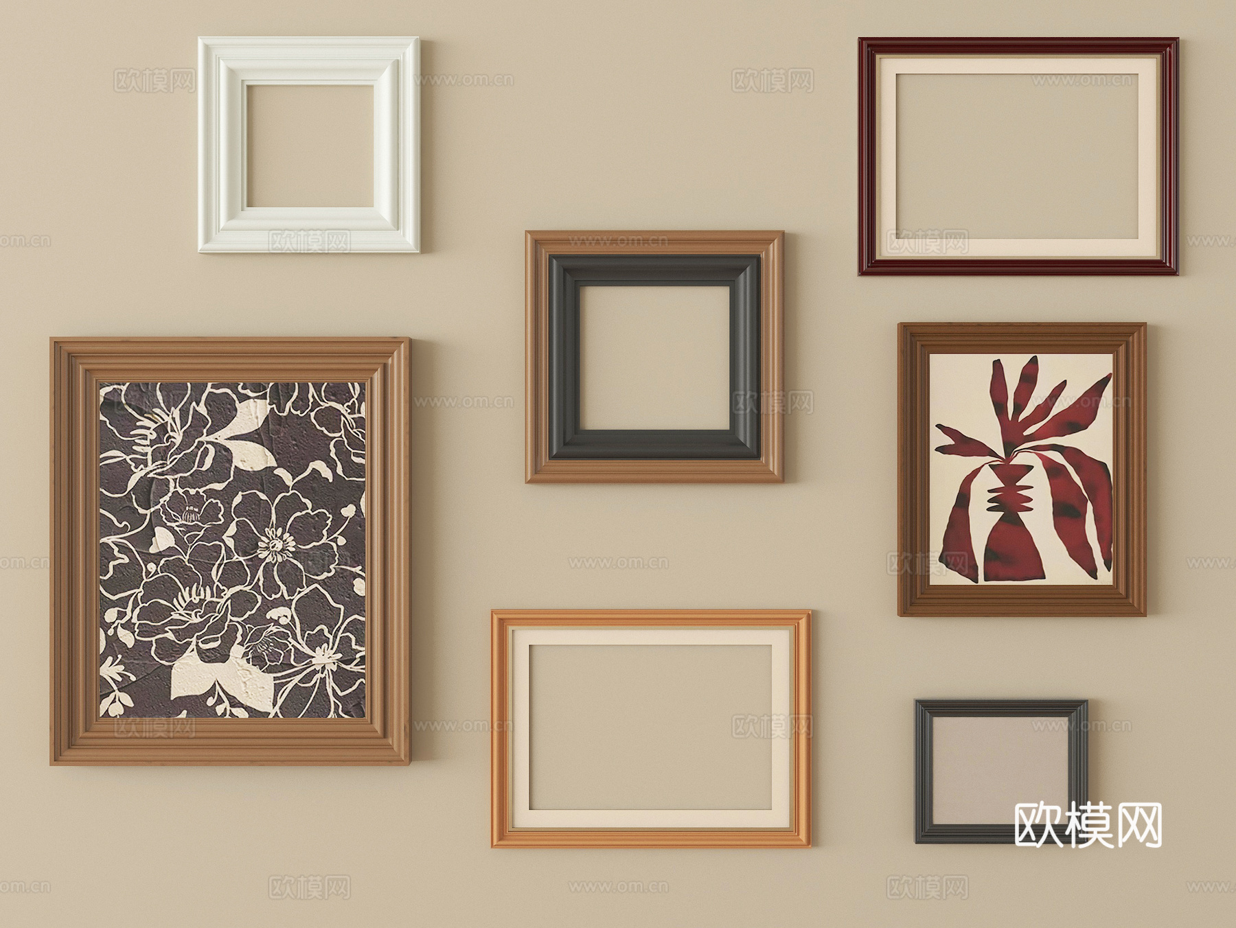 中古风装饰画 相框 画框su模型