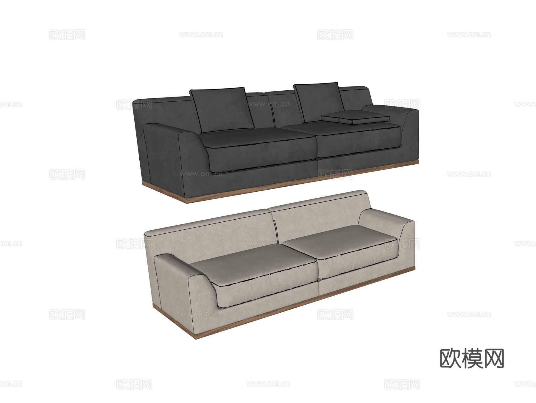 现代简约双人沙发 侘寂沙发 布艺沙发su模型