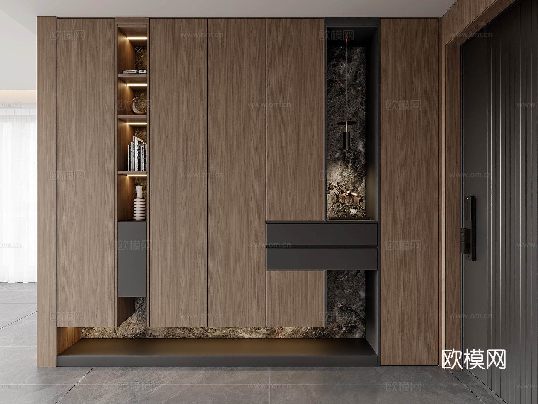 现代意式入户玄关鞋柜  玄关柜  装饰柜su模型