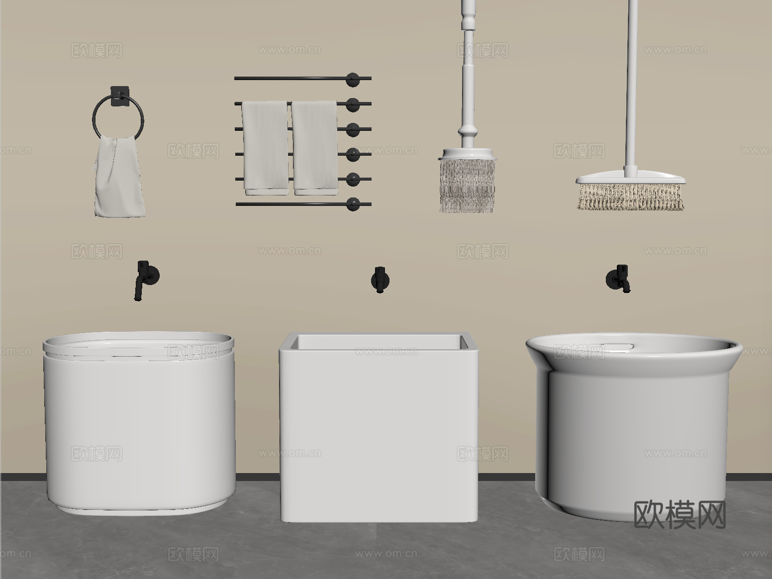 现代拖把池 拖布池 墩布池 拖把 卫浴小件su模型