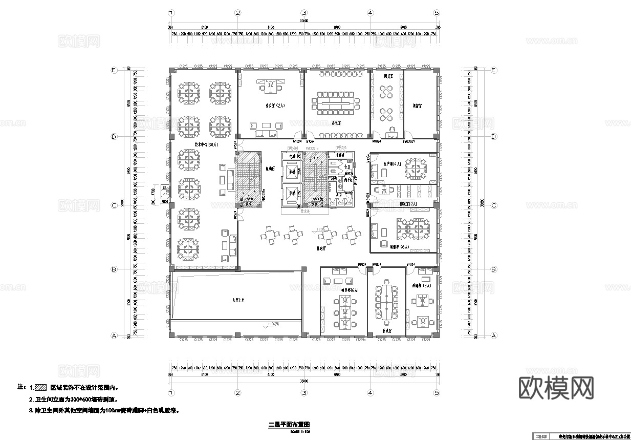 办公楼大堂 最新全套施工图 效果图合集cad施工图