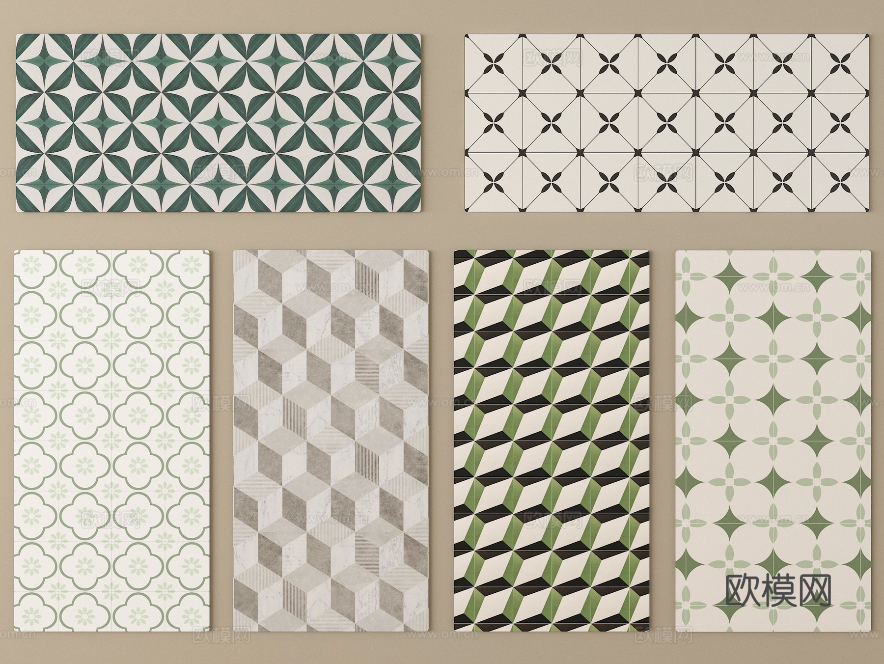 法式中古地砖花砖 仿古砖拼花复古砖su模型