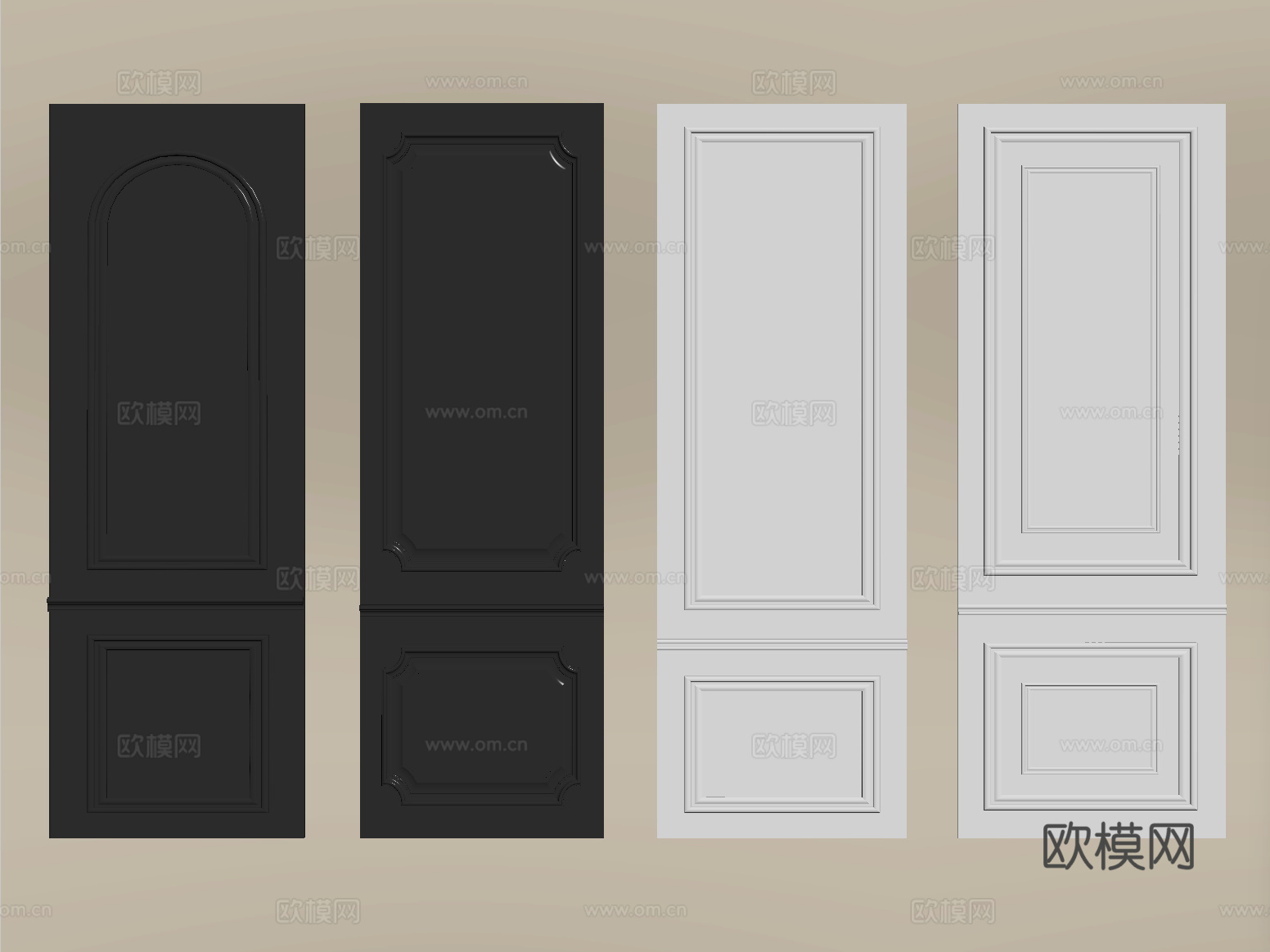 法式护墙板 线条 背景墙su模型