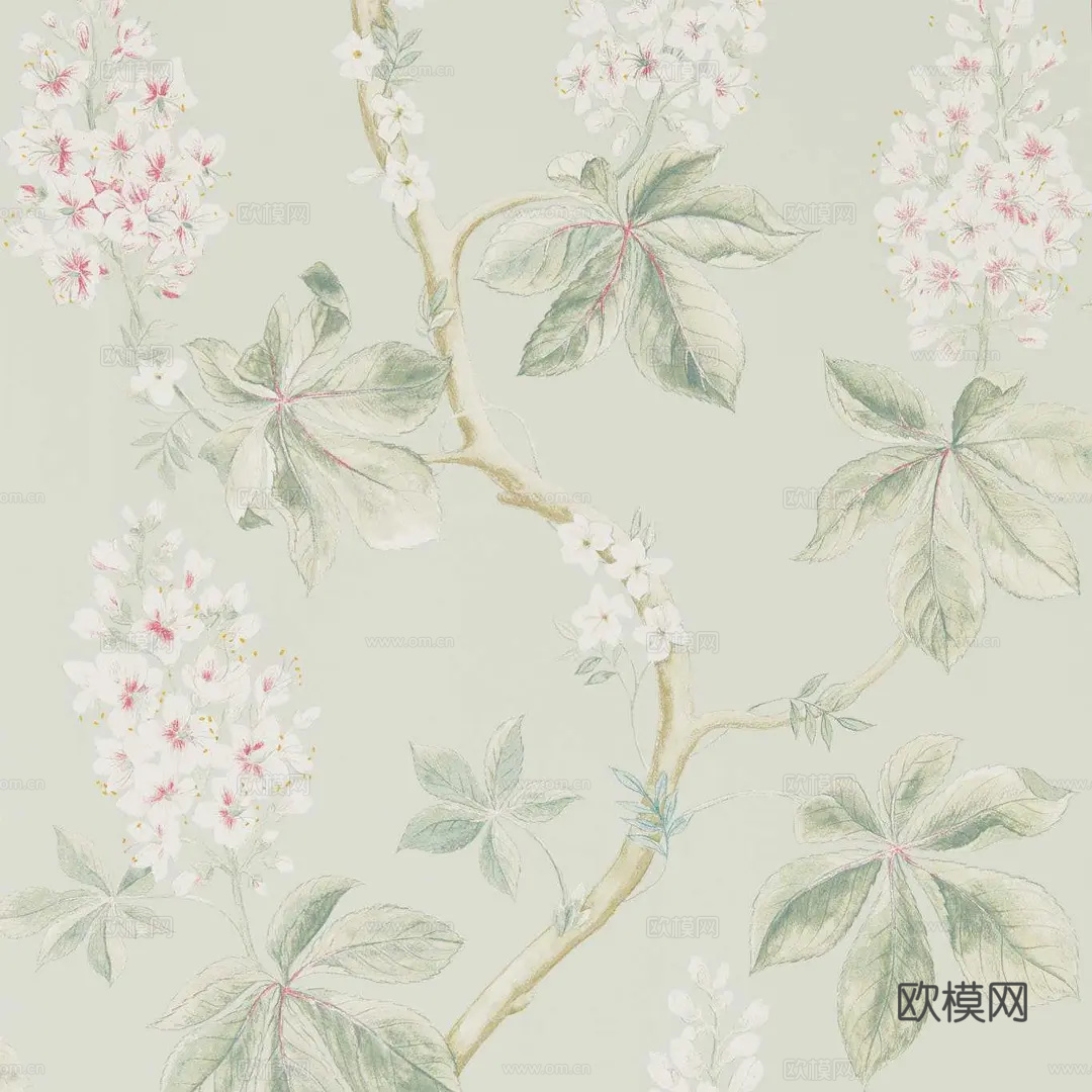 现代法式其他壁纸_栗树鼠尾草绿墙纸_植物壁纸_花鸟壁纸