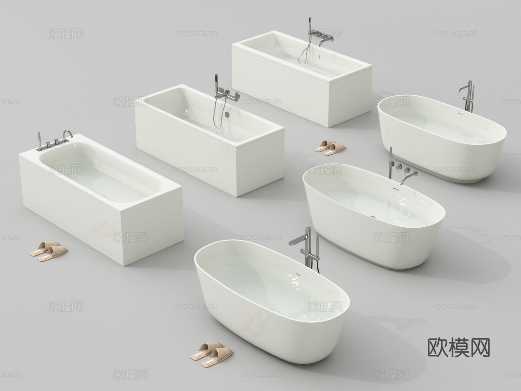 现代浴缸洗浴浴盆 独立浴缸一体式浴缸水龙头su模型