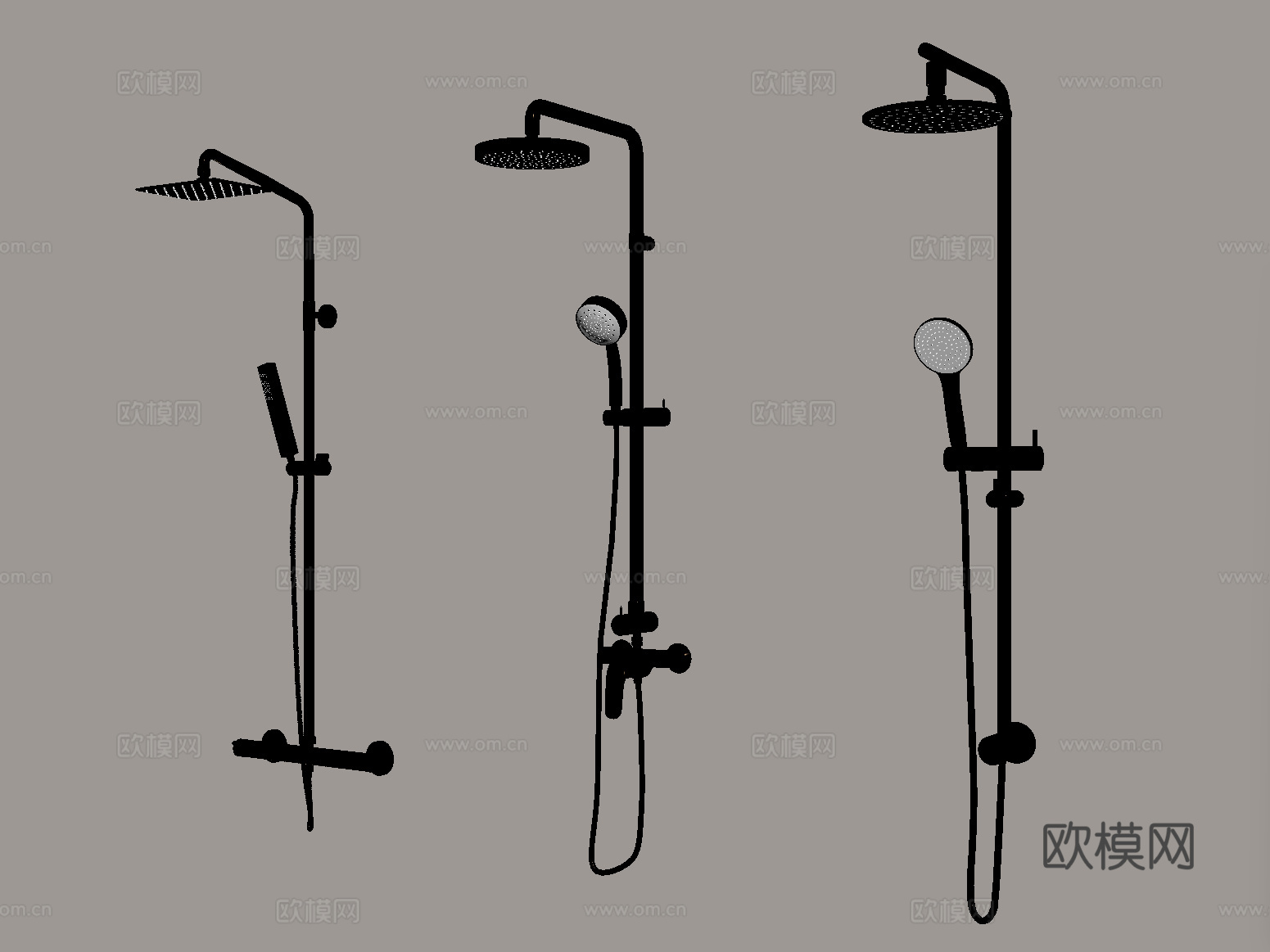 法式淋浴 花洒su模型