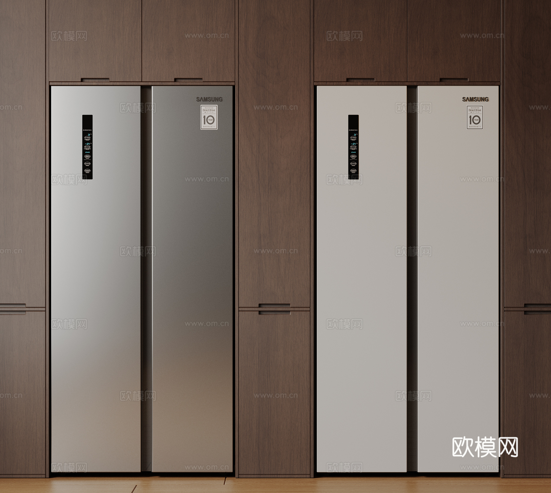 现代极简冰箱 双开门冰箱 简约冰箱柜 中古冰箱 意式冰箱 厨su模型