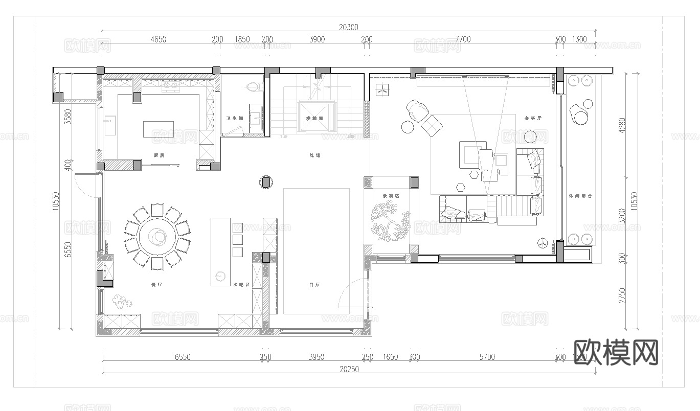 挑空别墅 样板间 最新全套施工图 效果图合集cad施工图