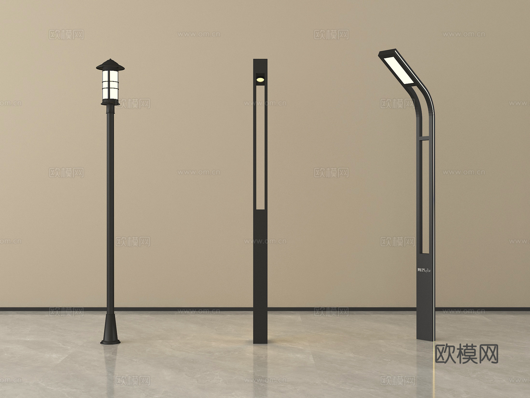 新中式景观灯 高杆灯 路灯 园林景观灯 户外灯su模型