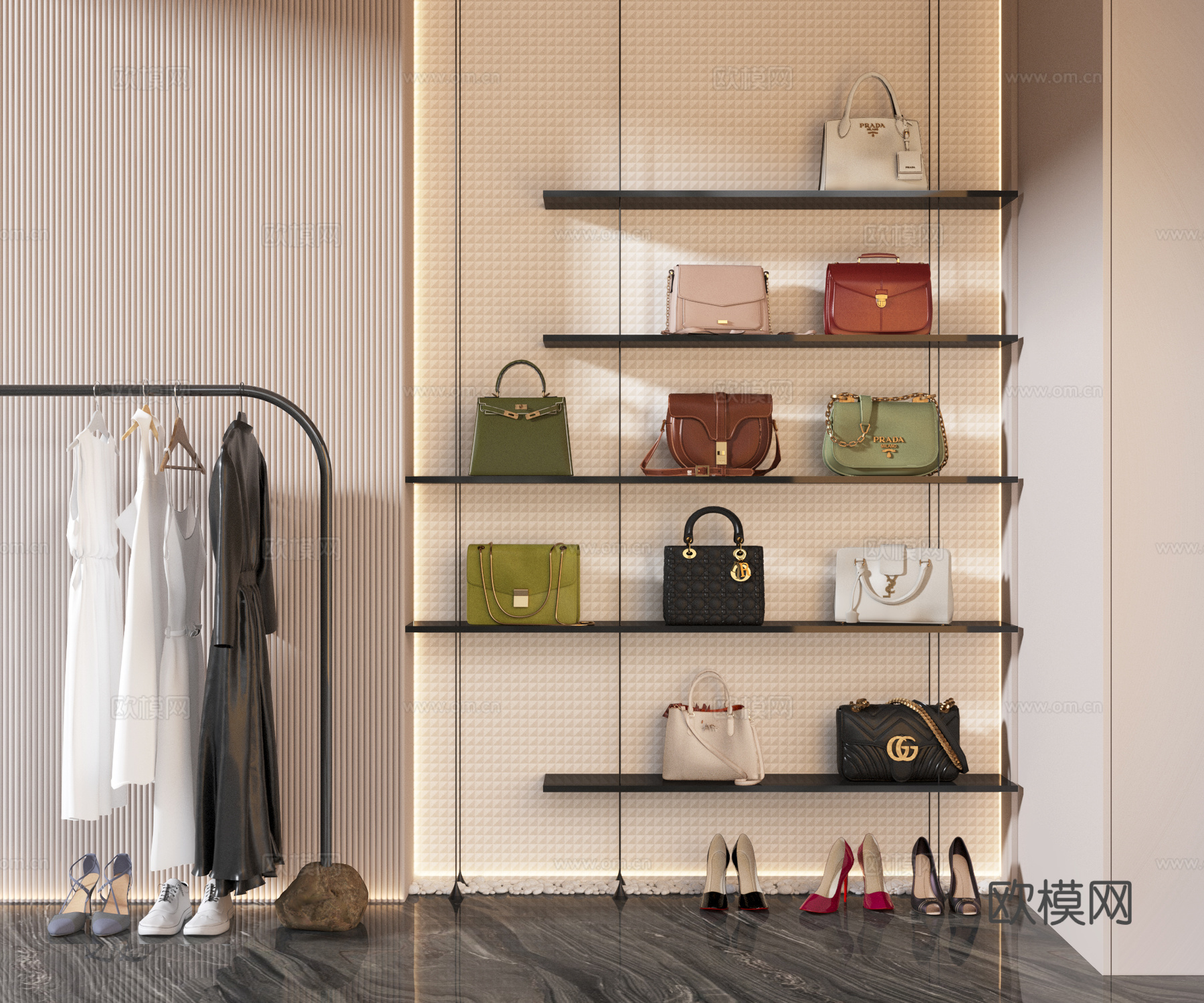 衣架 包包 包柜su模型
