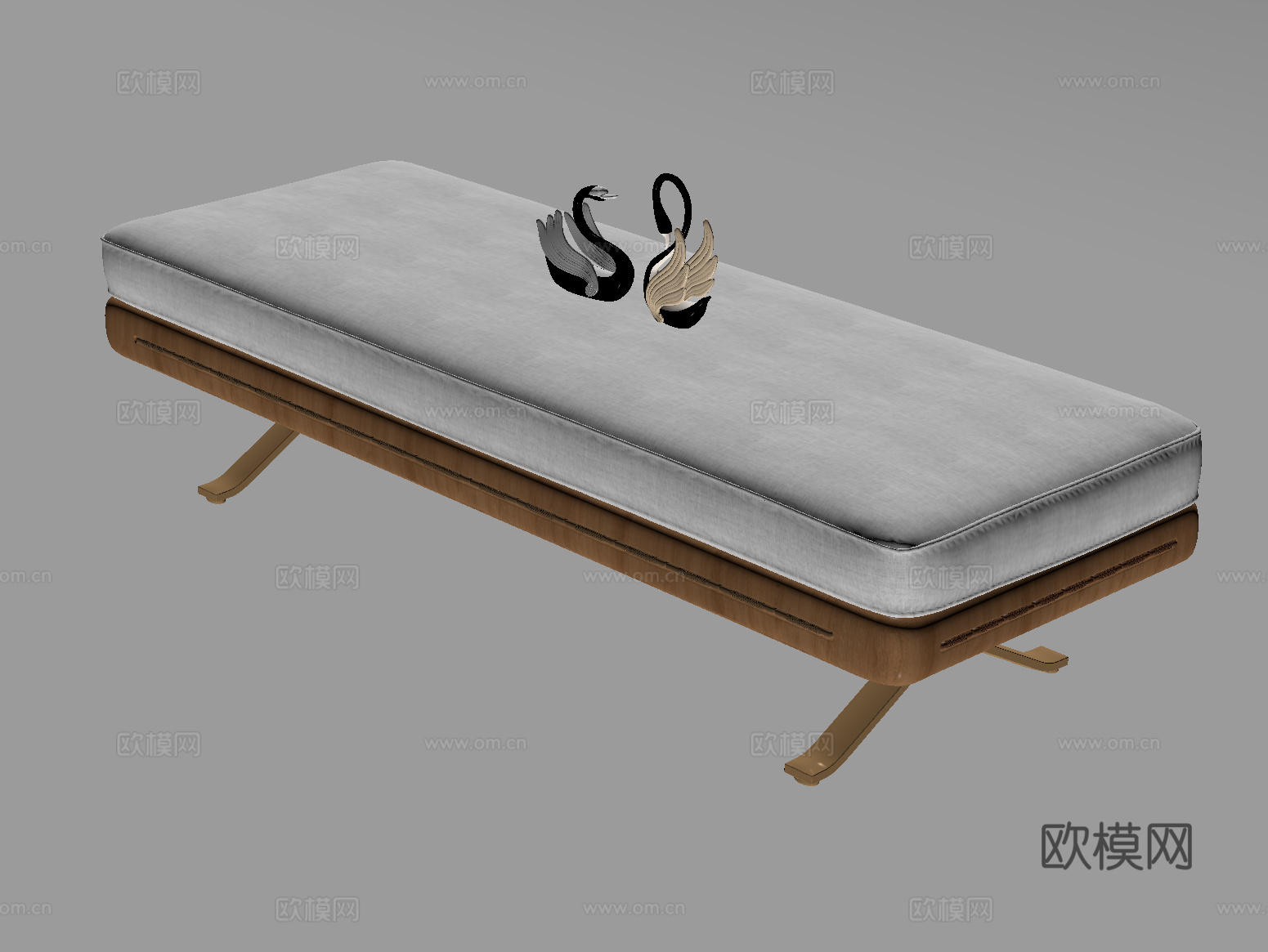 现代沙发长凳 软包长凳su模型