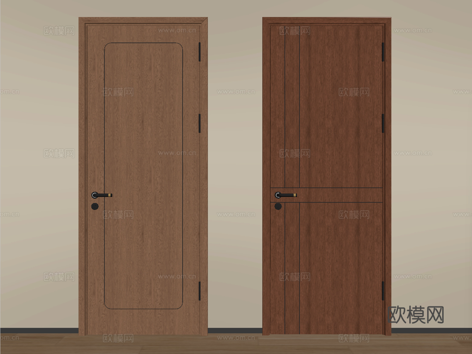中古实木门 单开门 卧室门su模型