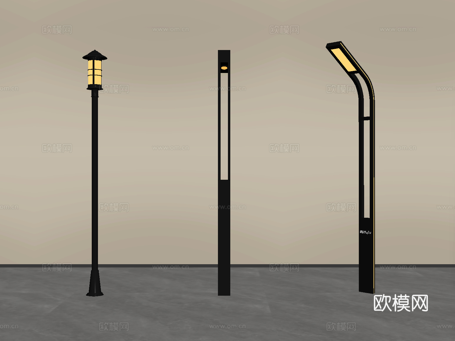 新中式景观灯 高杆灯 路灯 园林景观灯 户外灯su模型