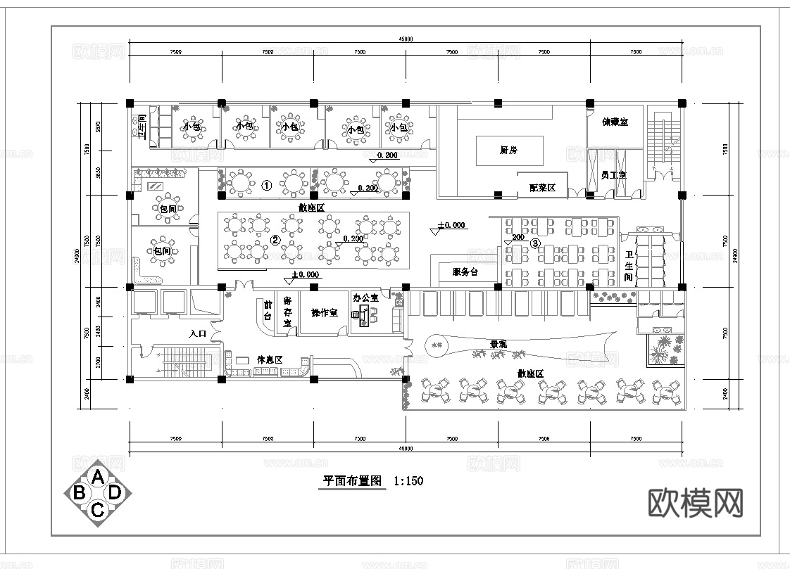1100平中餐厅 最新全套施工图合集cad施工图cad施工图