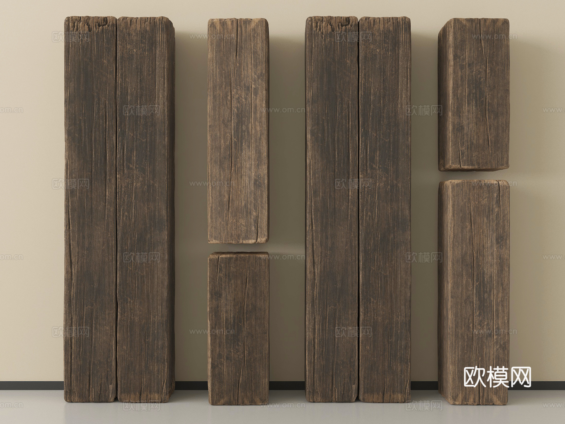 中式木头 木板 木条 旧木板 老木头su模型