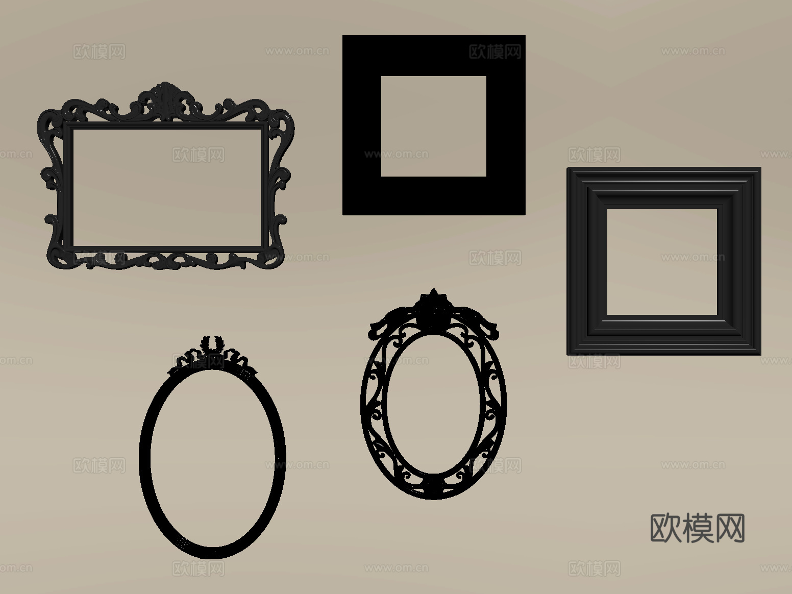 欧式画框 雕花相框 镜框su模型