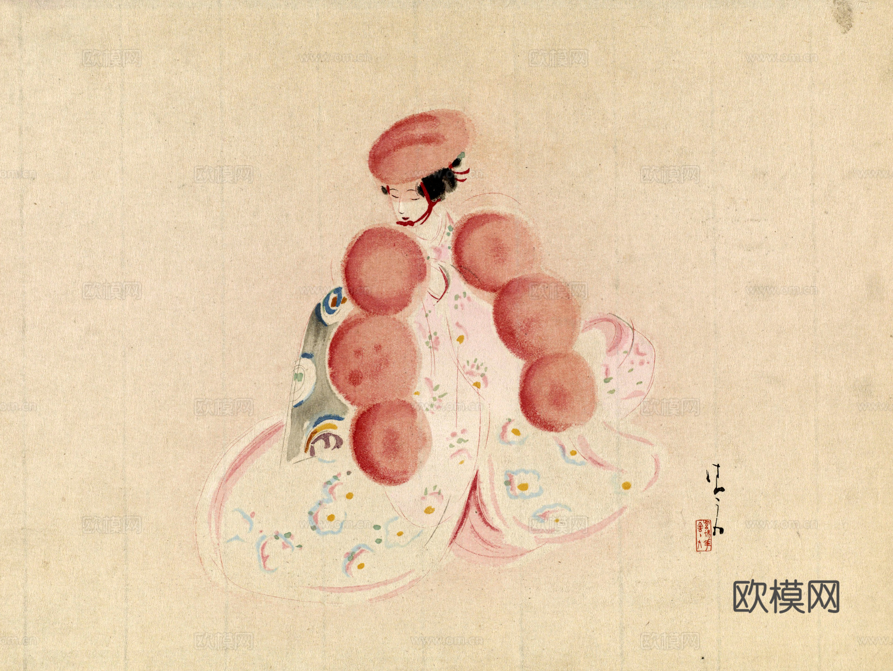 日本浮世绘人物画，日本清新人物画36