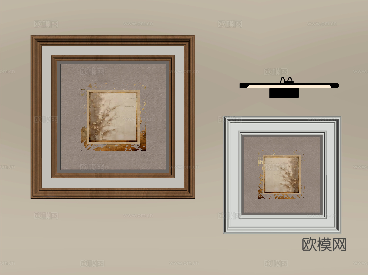 中古挂画组合 装饰挂画su模型