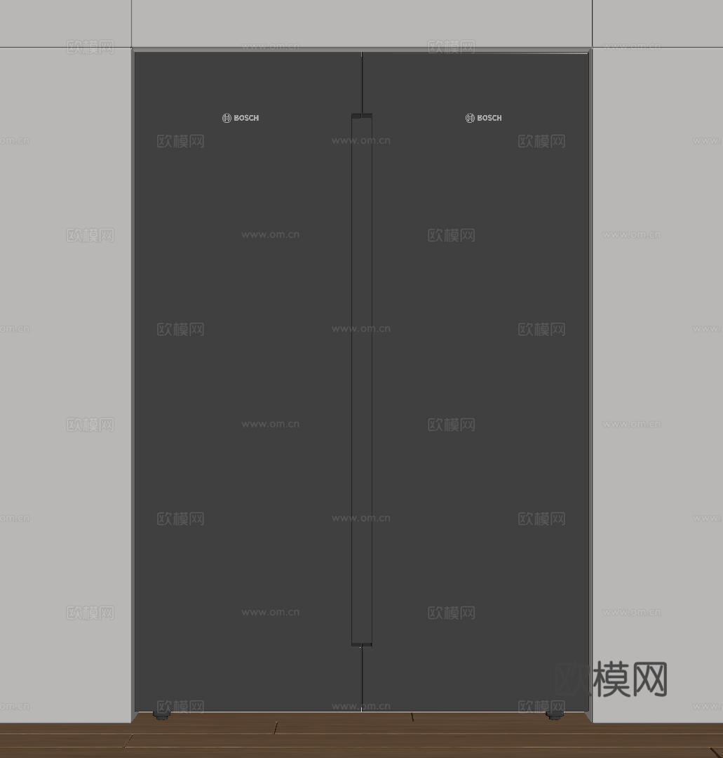 现代极简冰箱 双开门冰箱 简约冰箱柜 中古冰箱 意式冰箱 厨su模型