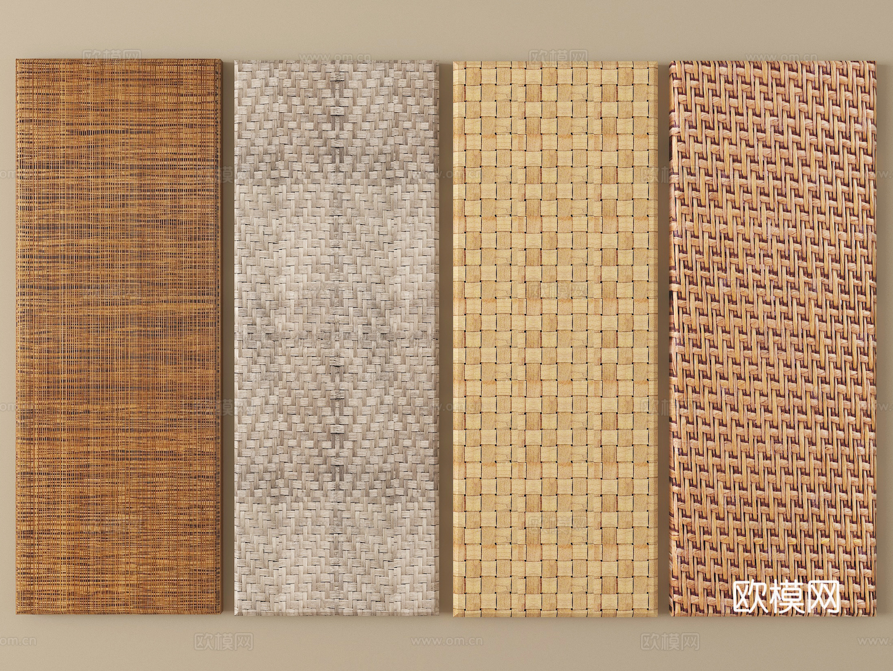 中式藤编屏风隔断 藤编制品su模型