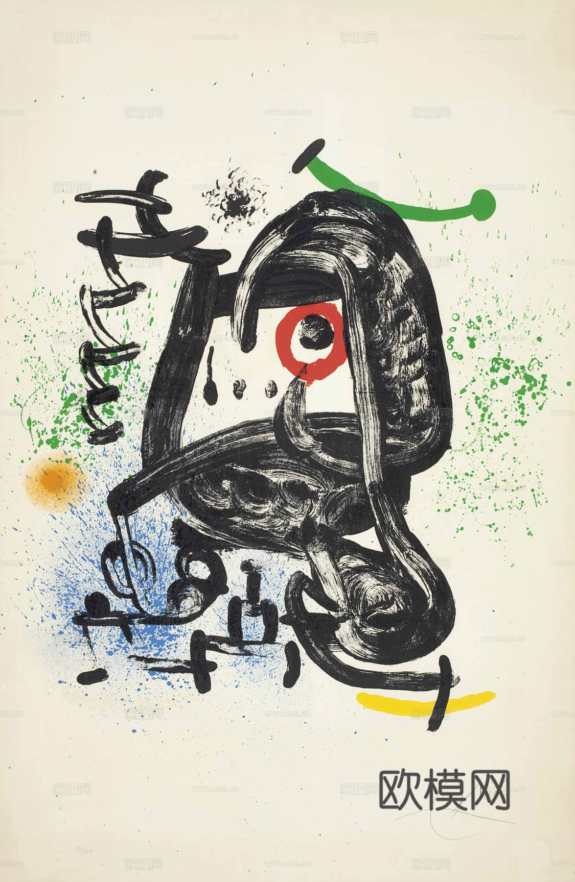 米罗绘画作品，抽象画，装饰画，艺术画，创意画，现代绘画下载