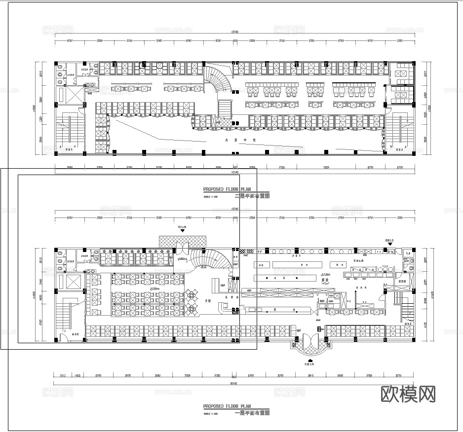 两层西餐厅 最新平面施工图合集cad施工图