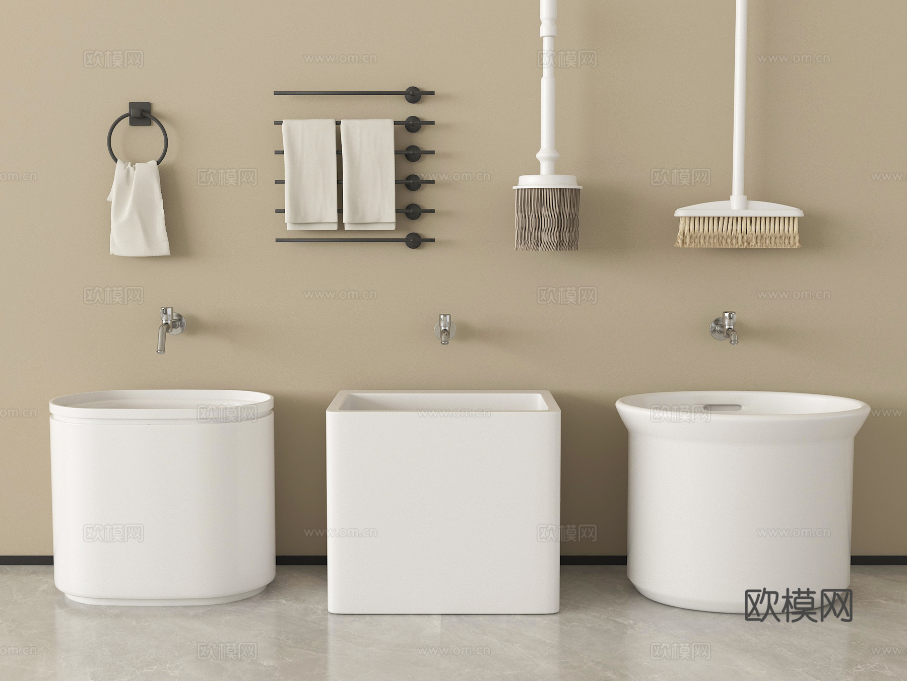 现代拖把池 拖布池 墩布池 拖把 卫浴小件su模型