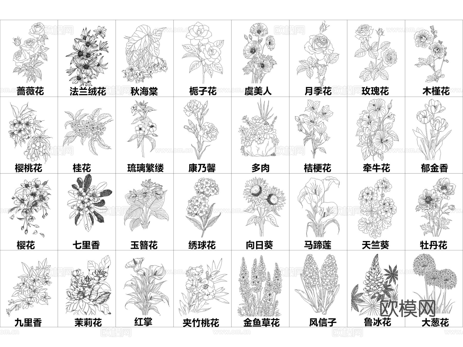 2026年最新超全花草花卉绿植CAD图库cad施工图