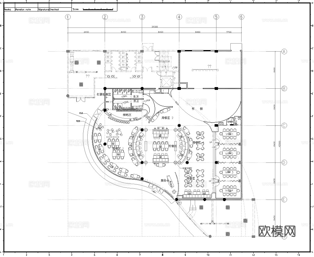 西餐厅 自助餐厅 最新全套施工图合集cad施工图