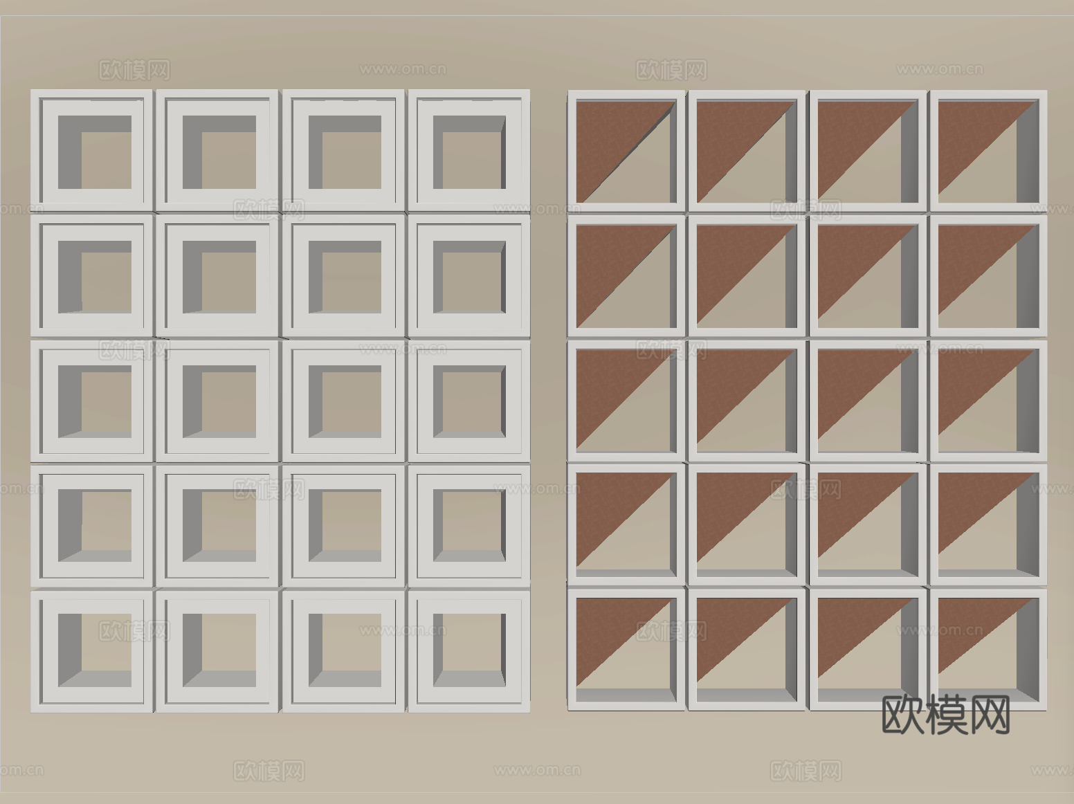 现代镂空水泥砖 水泥砖隔断 预制砖墙砖su模型