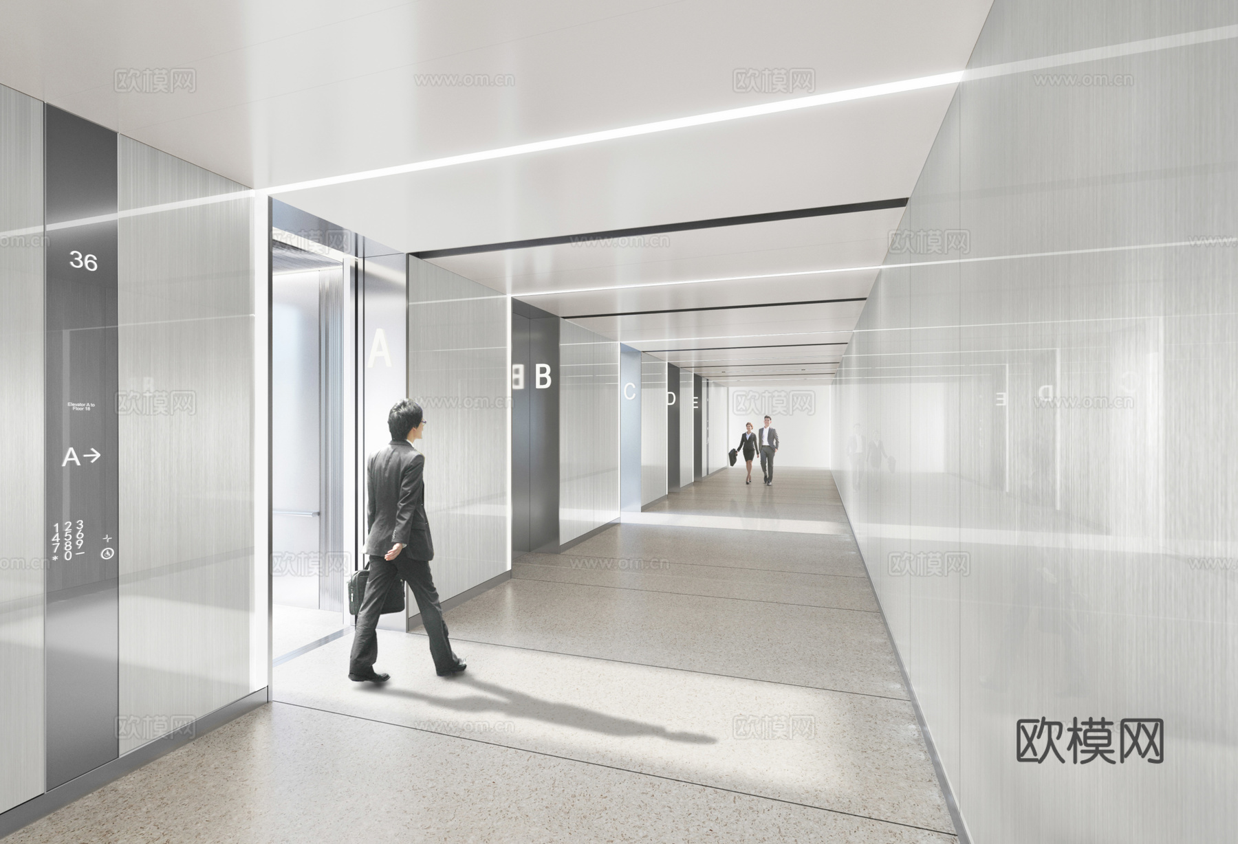 办公楼大堂 最新全套施工图 效果图合集cad施工图