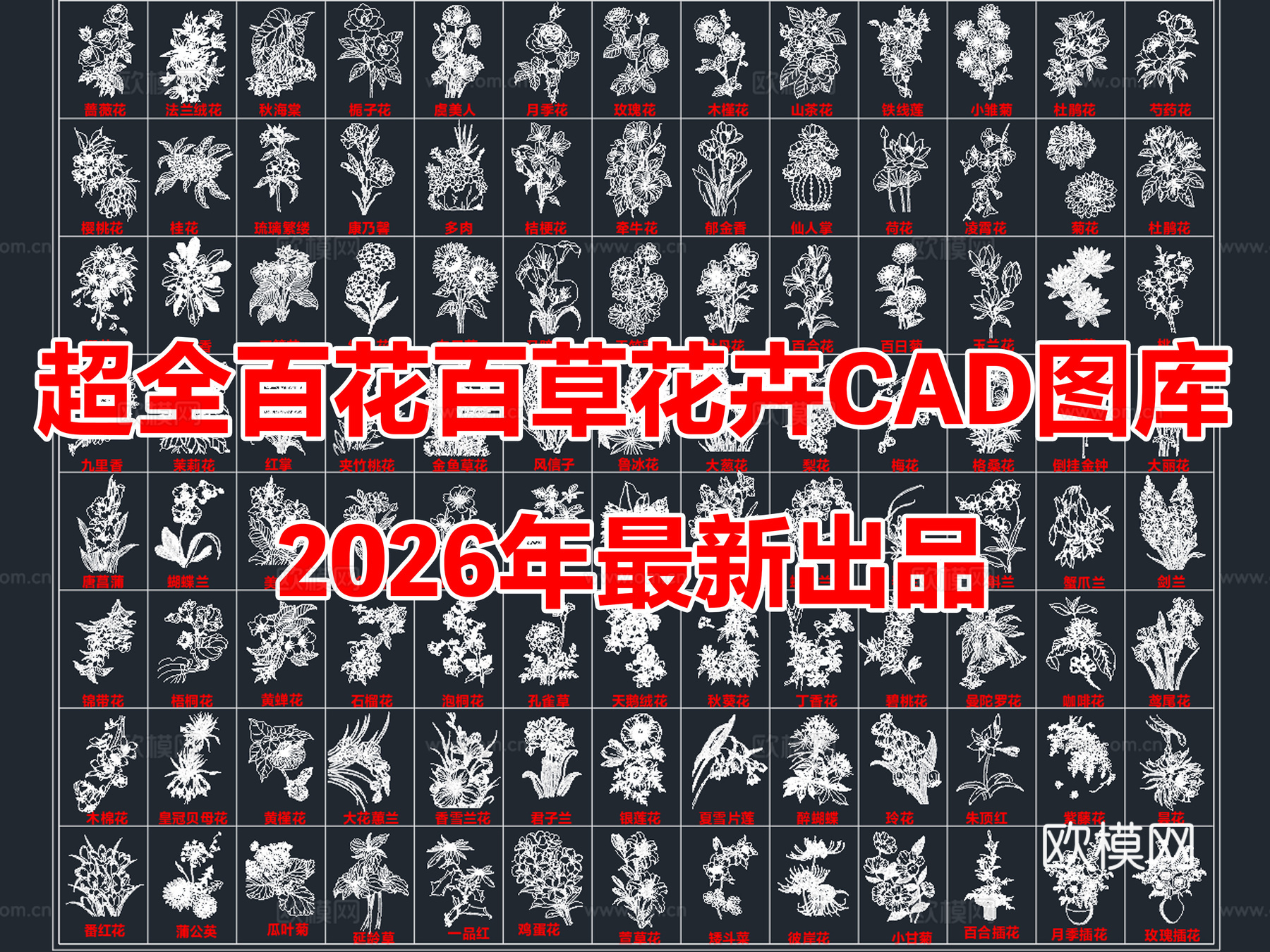 2026年最新超全花草花卉绿植CAD图库cad施工图