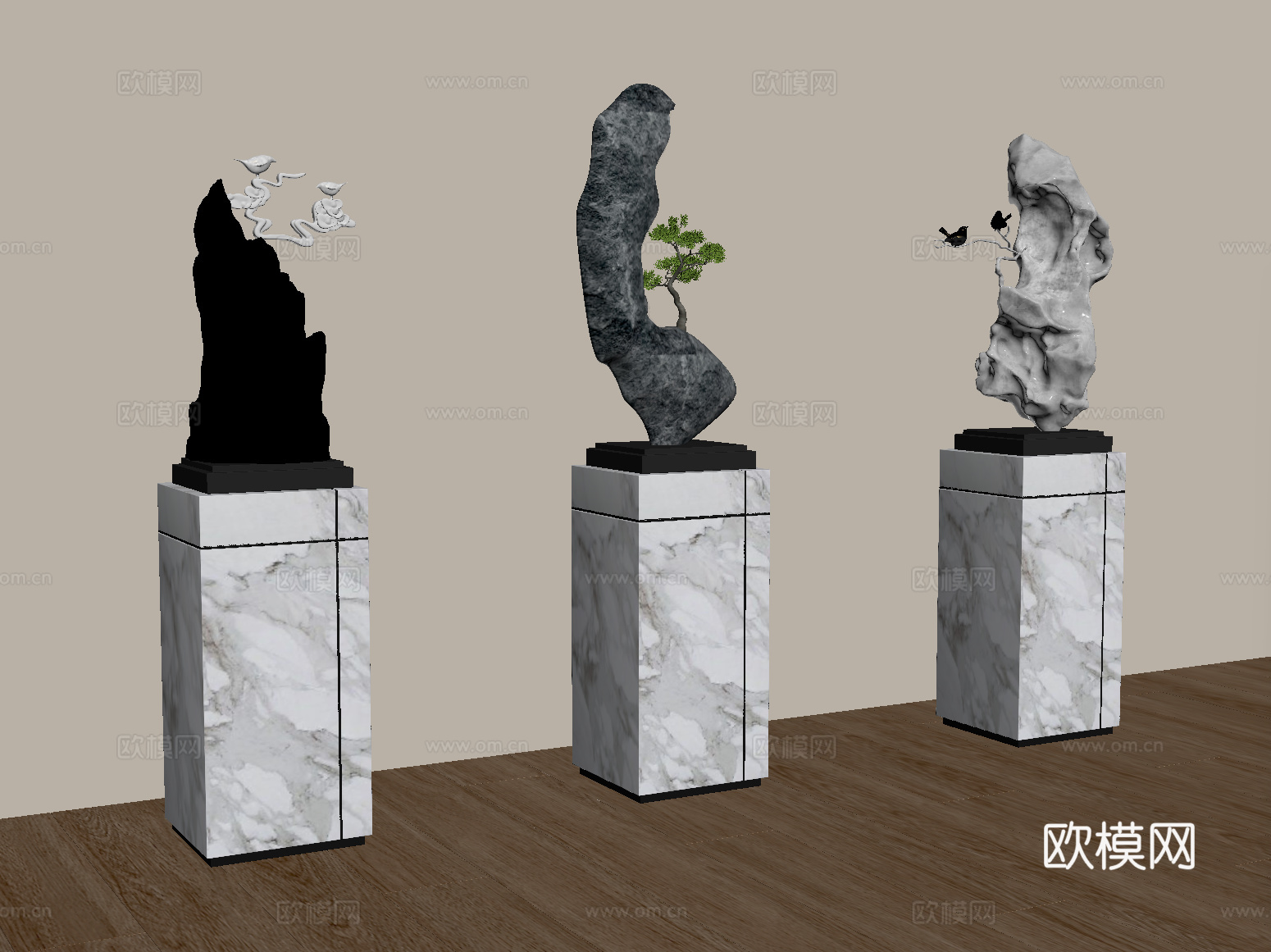 现代雕塑摆件 装饰品su模型