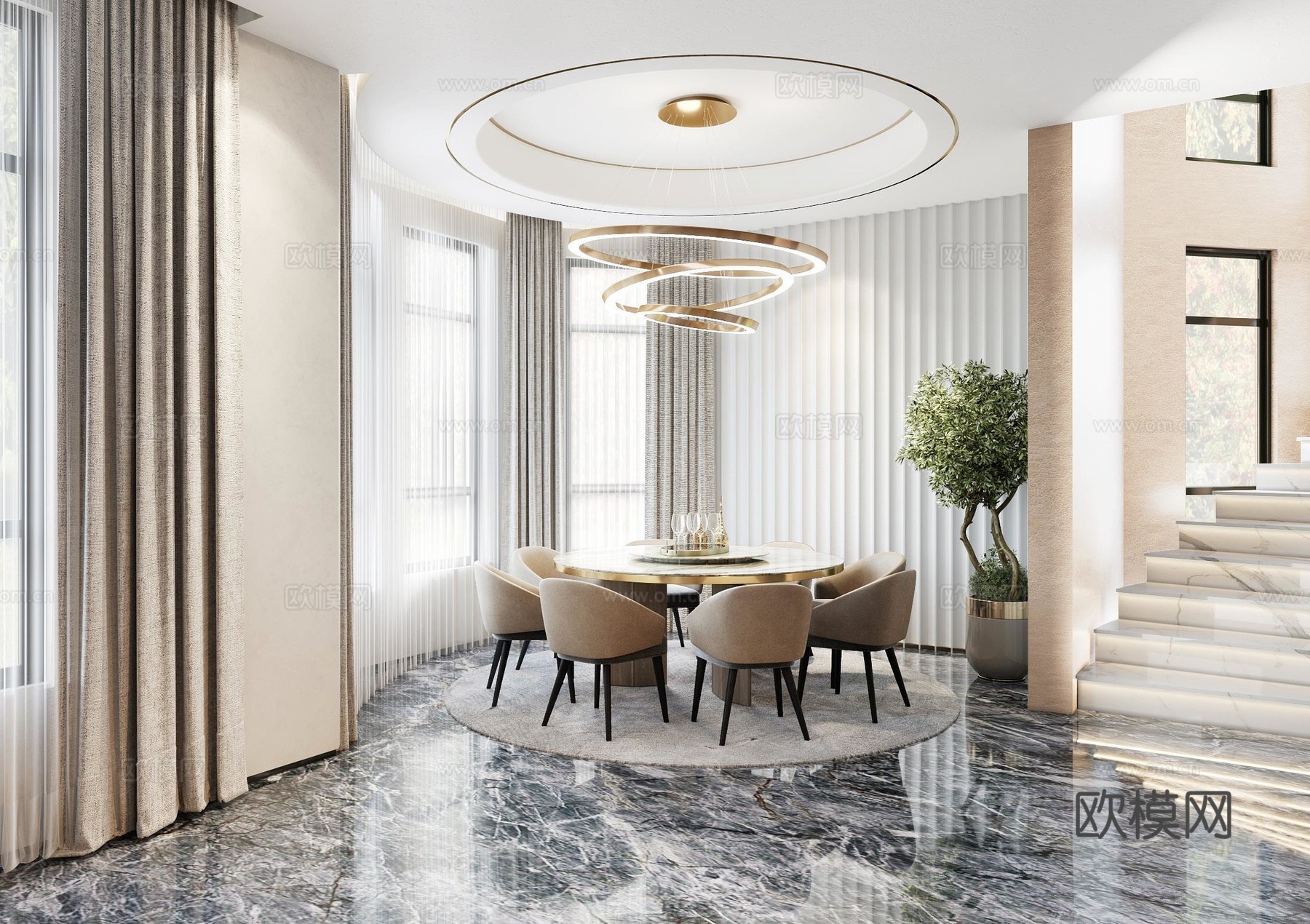 轻奢别墅 样板间 最新全套施工图 效果图合集cad施工图