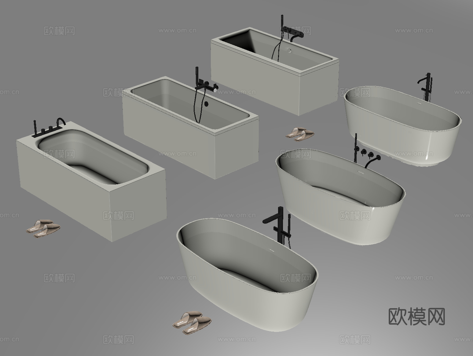 现代浴缸洗浴浴盆 独立浴缸一体式浴缸水龙头su模型