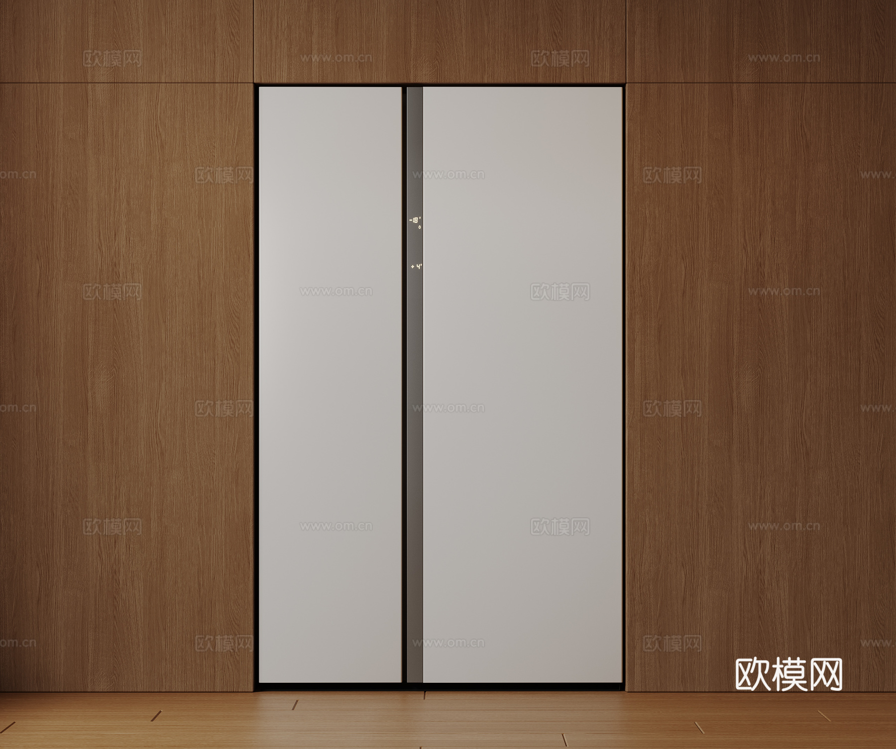 现代极简冰箱 双开门冰箱 简约冰箱柜 中古冰箱 意式冰箱 厨su模型