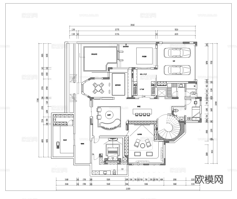 法式轻奢挑空别墅 样板间 最新全套施工图 效果图合集cad施工图