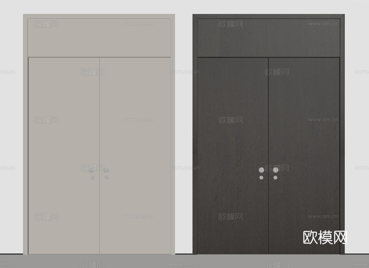 现代极简双开门 中古平开门 入户门 防盗门 通顶对开门 别墅su模型