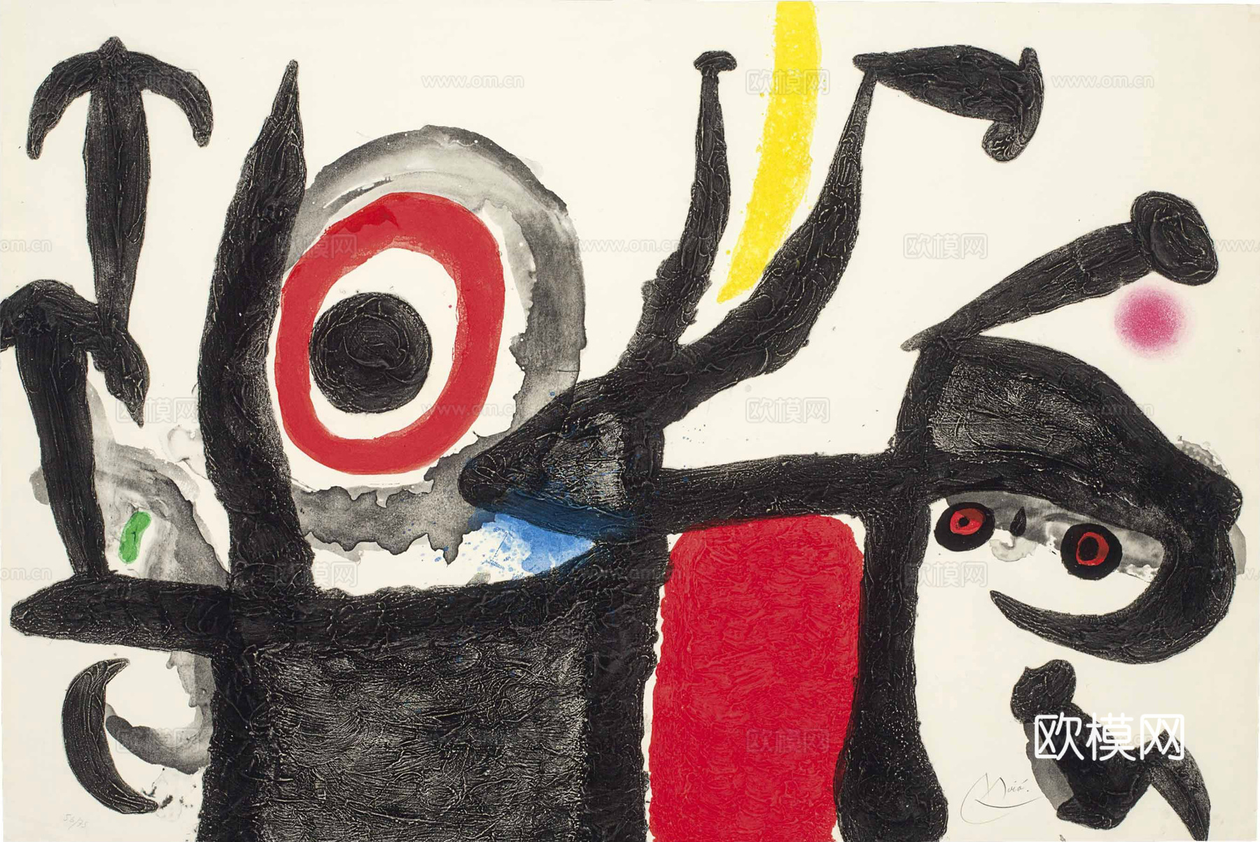 米罗绘画作品，抽象画，装饰画，艺术画，创意画，现代绘画下载