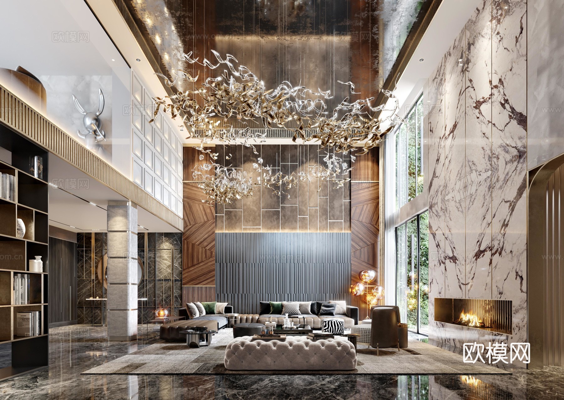 轻奢别墅 样板间 最新全套施工图 效果图合集cad施工图