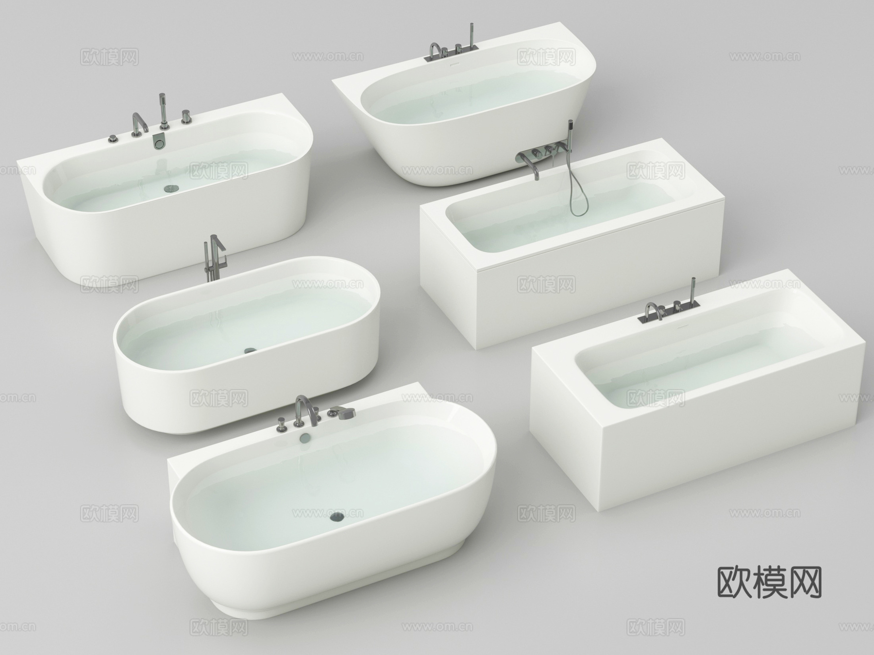 现代浴缸组合 水龙头su模型