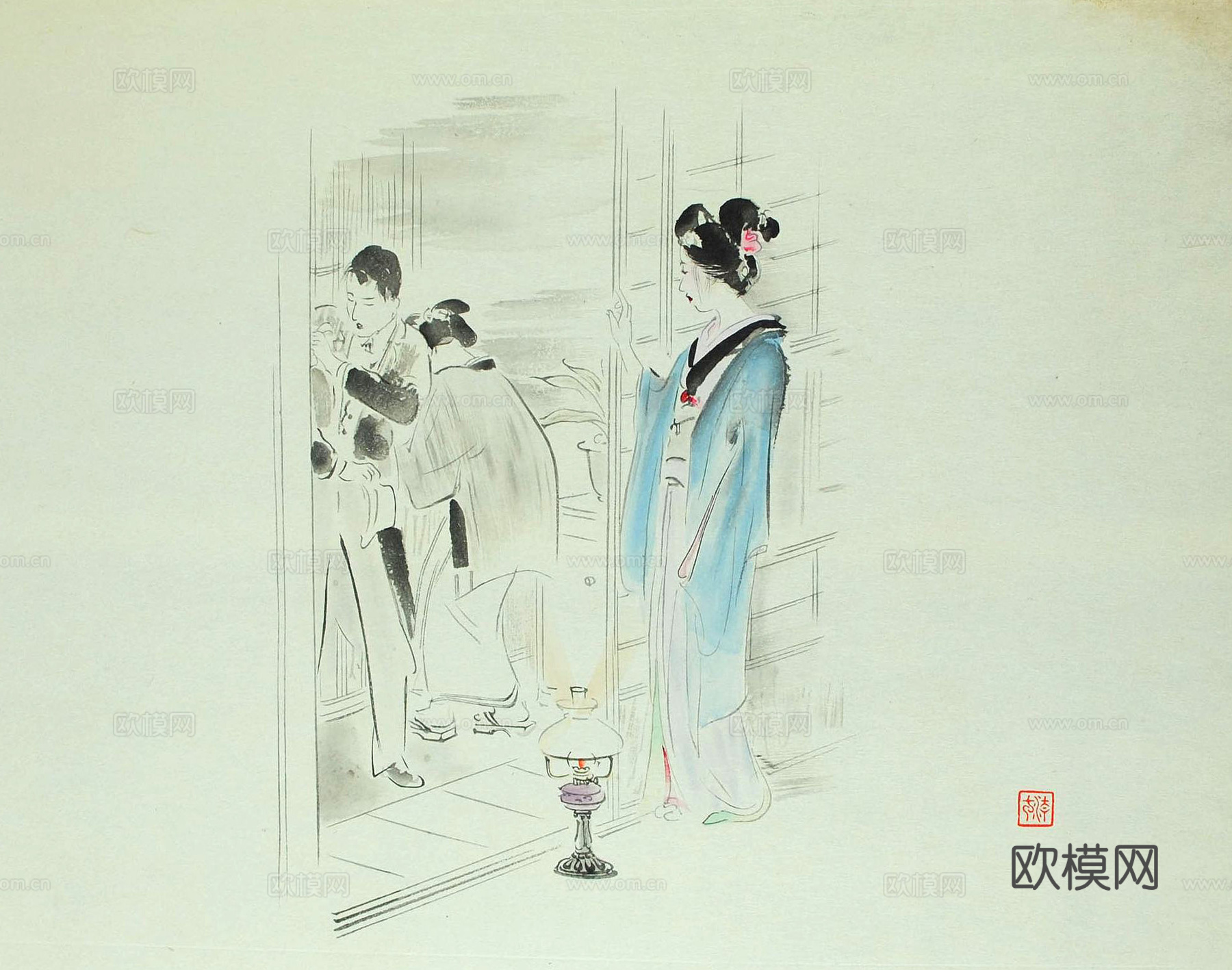 日本浮世绘人物画，日本清新人物画106