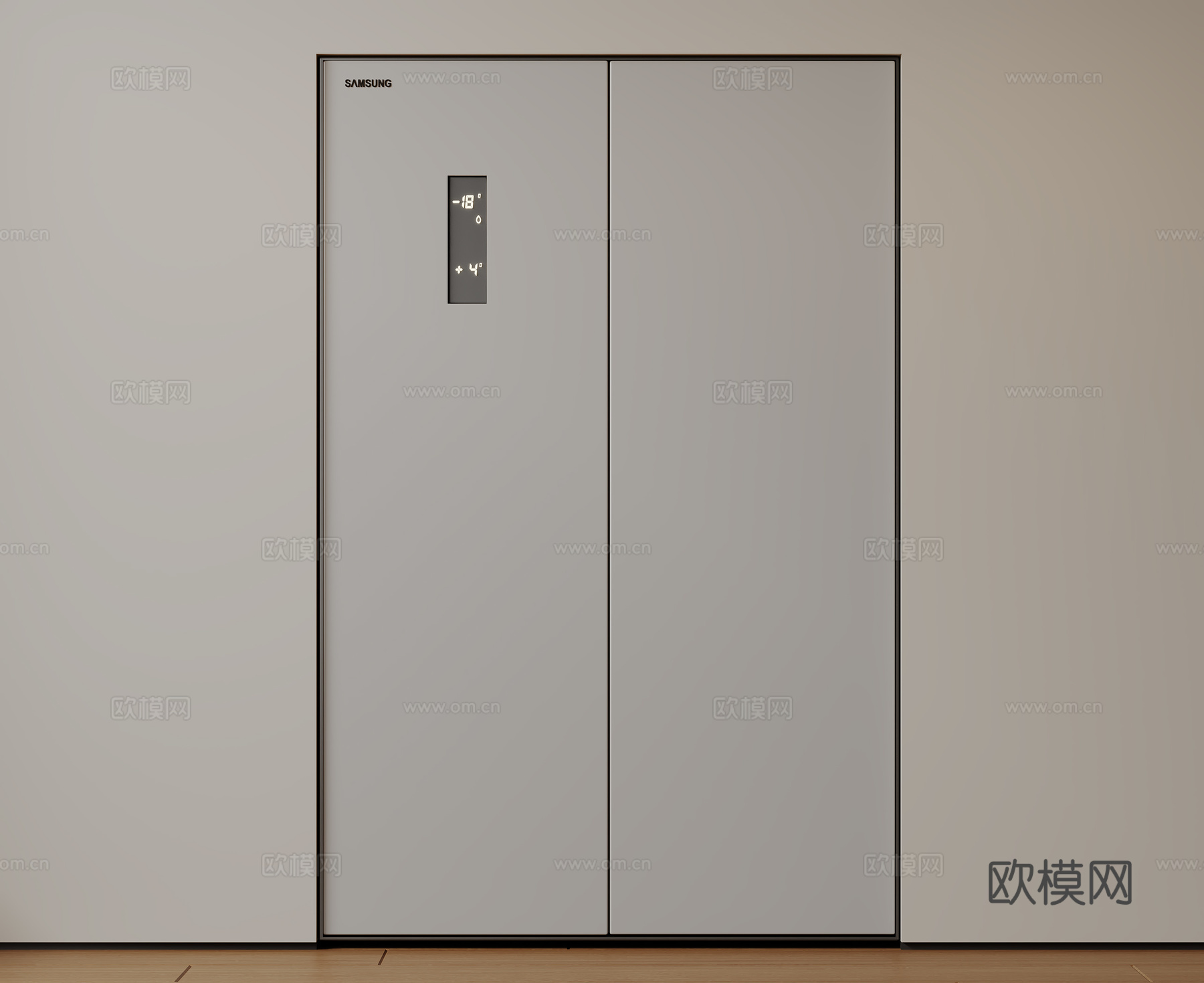 现代极简冰箱 双开门冰箱 简约冰箱柜 中古冰箱 意式冰箱 厨su模型