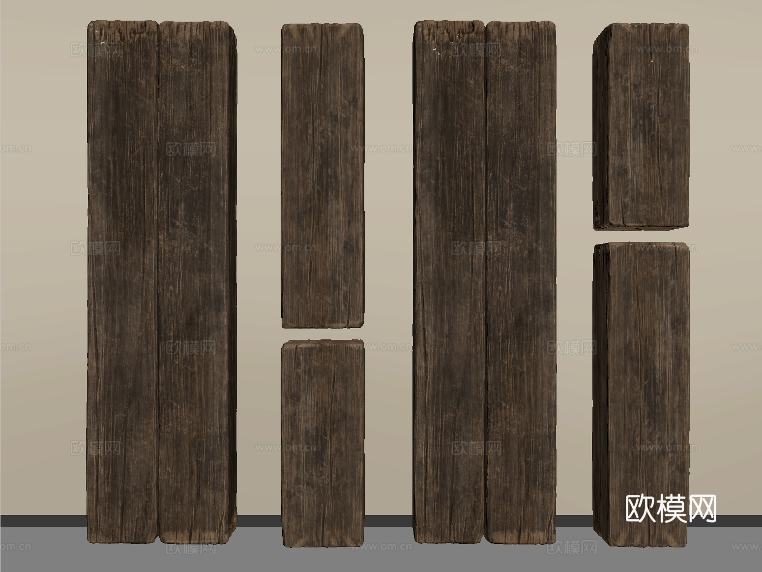 中式木头 木板 木条 旧木板 老木头su模型