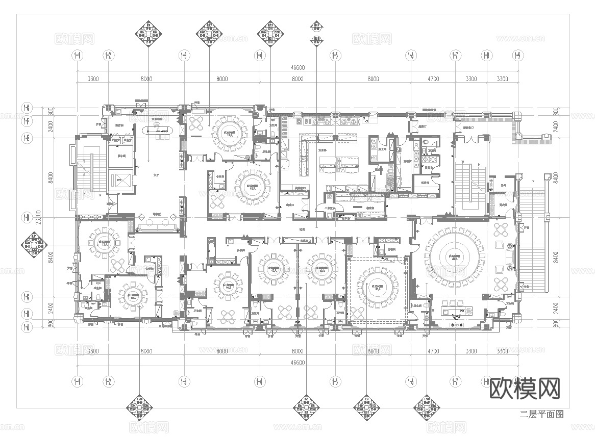 1400平中餐厅 最新全套施工图合集cad施工图cad施工图