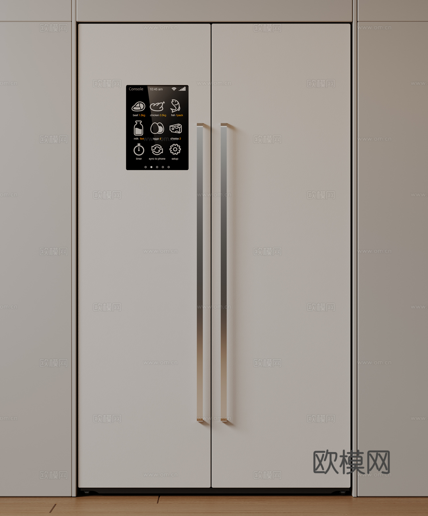 现代极简冰箱 双开门冰箱 简约冰箱柜 中古冰箱 意式冰箱 厨su模型