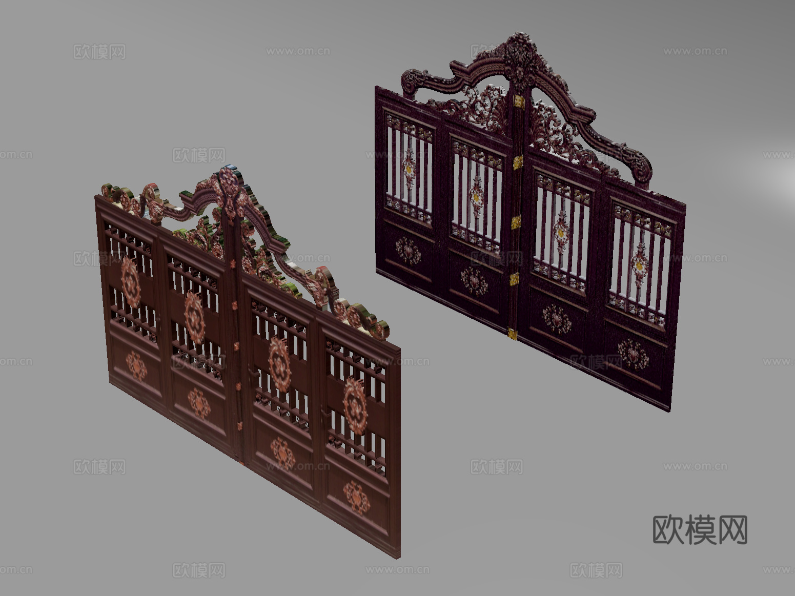 欧式庭院门 别墅入户门 铁艺大门su模型